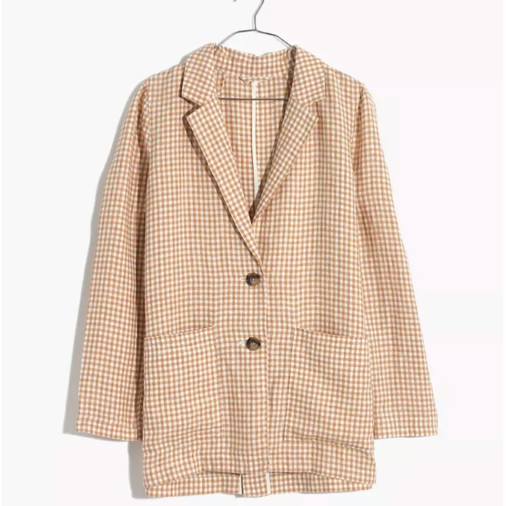 Madewell Linen Dorset Blazer in Gingham Check - S